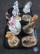 A group of seven Continental porcelain figures including Capo Di Monte, Dresden,