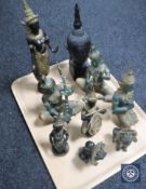 A tray of mixed metal Tibetan figures,