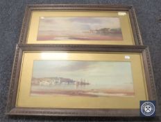 Two Edwardian oak framed prints,