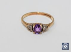 A 9ct gold amethyst set dress ring