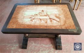 A Danish tiled topped coffee table
