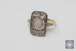 An 18ct gold opal and diamond ring,