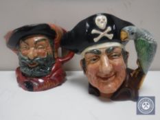 Two large Royal Doulton character jugs - Long John Silver and Falstaff