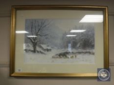 Joe Hush : A winter landscape, 53 cm x 34 cm , signed, framed.