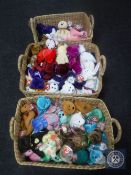 Three baskets of TY beanie bears