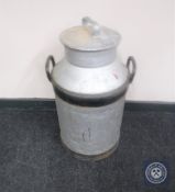 An aluminium milk churn