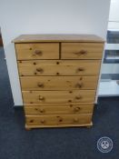 A pine seven drawer chest
