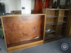 Two sets of mid 20th century open bookshelves