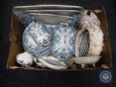 A box of twenty-six pieces of antique Burslem dinner ware - plates,