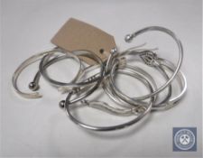 Eight silver bangles
