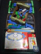 Three boxes of Tomy Thomas the Tank Engine rolling stock and accessories