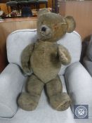 A large mid 20th century mohair teddy bear