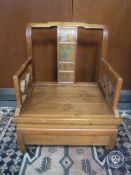 A pine Chinese style low armchair