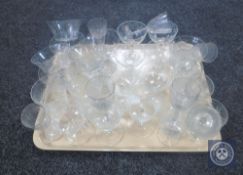 A tray of antique and later drinking glass
