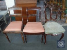 Three antique mahogany dining chairs