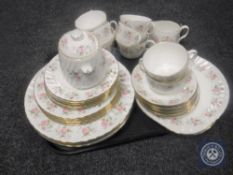 A tray of thirty-six pieces of Minton Spring Bouquet tea china