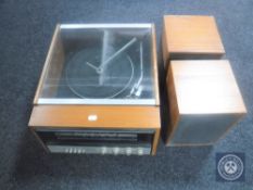 A mid 20th century Alba teak cased radio with Garrard turntable and speakers