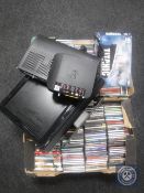 Two boxes of CD's, DVD's,