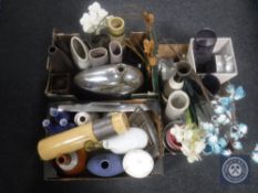 Three boxes of contemporary vases and bowls