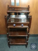 A reproduction mahogany mirror backed stand fitted a drawer