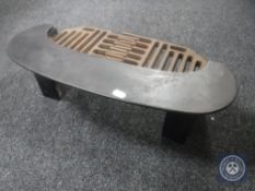 A metal fire grate