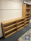 Three sets of contemporary open bookshelves