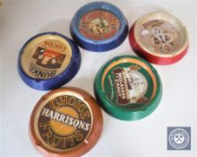 Five cased Cese manufacturing company New York ash trays