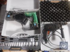 A cased Iamoto 100 piece socket set, Hitachi 14.