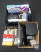 Two boxes and a crate containing computer accessories, Logitec 2.