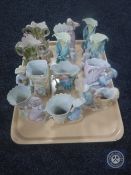 A tray of twelve continental bisque vases