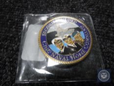 A presentation medallion - Presented by Vice Admiral Montgomery,