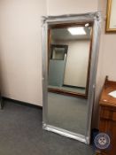 A Victorian style silvered overmantel mirror 167 cm x 75 cm