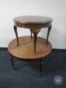 Two circular mahogany coffee tables