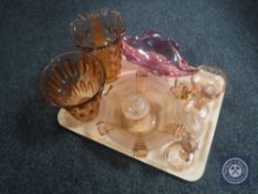 A tray of coloured glass