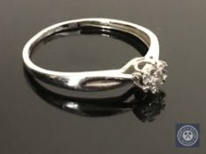 A 9ct white gold solitaire diamond ring,