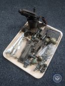 A tray of antique door furniture, letter boxes, handles,