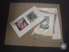 Donald James War Baby, monoprint, signed, dated '86, 36 cm x 64 cm, together with four similar,