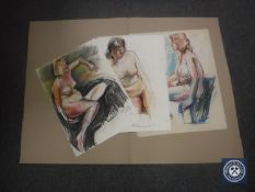 Donald James White : Helen, colour chalks, signed with initials, dated 16/3/87, 59 cm x 42 cm,