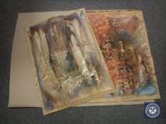 Donald James White : Tombstone, watercolour, 78 cm x 54 cm, together with four similar,