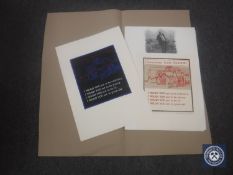 Donald James White : I Warn You Not To Be Ordinary, monoprint, signed, dated 9/6/87, 59 cm x 42 cm,