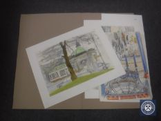 Donald James White : Pump Room, Harrogate, charcoal and watercolour, signed, dated Oct '82,