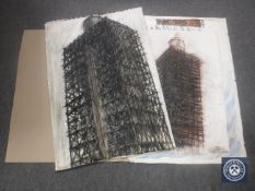 Donald James White : Tower, watercolour, signed with initials, dated Dec '90, 100 cm x 70 cm,