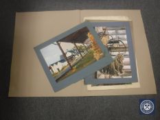 Donald James White : Toward Farm, mixed media, signed, 37 cm x 53 cm, together with four similar,