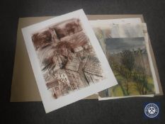 Donald James White : Richmond, colour chalks, signed with initials, dated Sept '90, 76 cm x 56 cm,