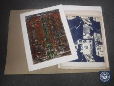 Donald James White : Tyne Warehouse, monoprint, signed with initials, dated 2000, 80 cm x 55 cm,