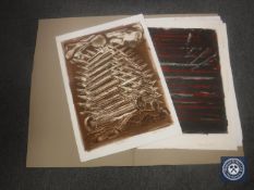 Donald James White : Neighbour II, monoprint, signed, dated '93, 68 cm x 50 cm,