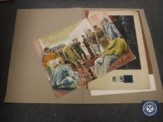 Donald James White : Busby Bookies, mixed media, signed, dated Oct 1963, 55 cm x 75 cm,