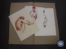 Donald James White : Catriona, colour chalks, signed with initials, dated 7/6/83, 60 cm x 42 cm,