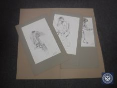 Donald James White : Study of a Seated Male, pencil, signed, dated 2/3/65, 49 cm x 33 cm,