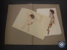 Donald James White : Catriona, colour chalks, signed with initials, dated 7/6/83, 50 cm x 70 cm,